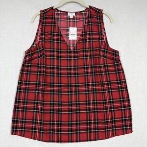 J‎ Crew Top Womens Medium Tartan Plaid Sleeveless Blouse Holiday Shell 2024 NWT